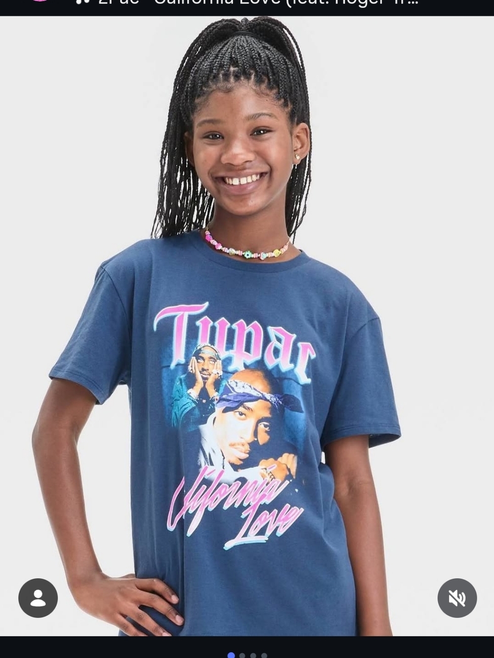 Navy Tupac Graphic Short Sleeve Tee for Kids